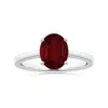Angara Prong-set Gia Certified Solitaire Oval Ruby Ring With Reverse Tapered Shank In White Gold/medium Red