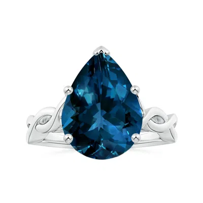 Angara Prong-set Gia Certified Solitaire Pear-shaped London Blue Topaz Twisted Shank Ring