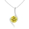 Angara Prong-set Lab-grown Fancy Intense Yellow Diamond Solitaire Bypass Pendant In White Gold/fancy Intense