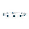 Angara Prong-set London Blue Topaz And Bezel-set Diamond Station Bracelet In White Gold/deep Greenish Blue