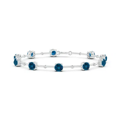 Angara Prong-set London Blue Topaz And Bezel-set Diamond Station Bracelet In Metallic