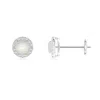 Angara Prong-set Moonstone And Diamond Halo Stud Earrings In White Gold/white