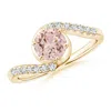 Angara Prong-set Morganite Bypass Ring With Diamond Accents In Yellow Gold/peach
