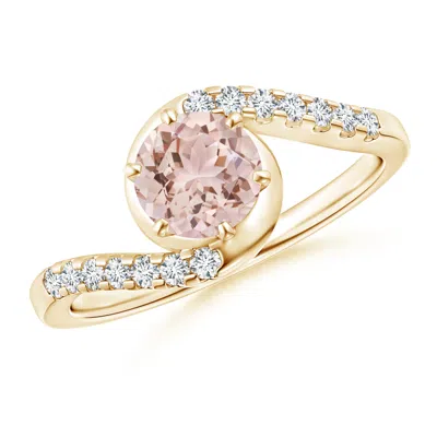 Angara Prong-set Morganite Bypass Ring With Diamond Accents In Gold