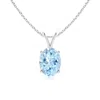 Angara Prong-set Oval Aquamarine V-bale Solitaire Pendant In White Gold/light Swiss Blue