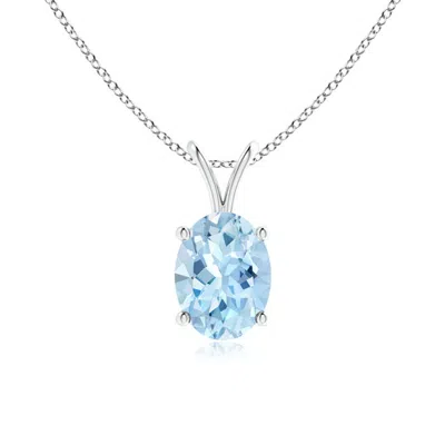 Angara Prong-set Oval Aquamarine V-bale Solitaire Pendant In Metallic