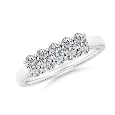 Angara Prong-set Oval Diamond Five Stone Wedding Ring In White