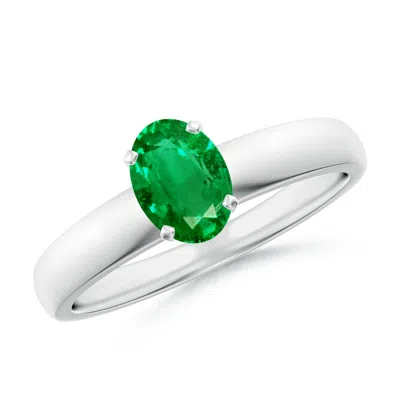 Angara Prong-set Oval Emerald Solitaire Engagement Ring In Metallic