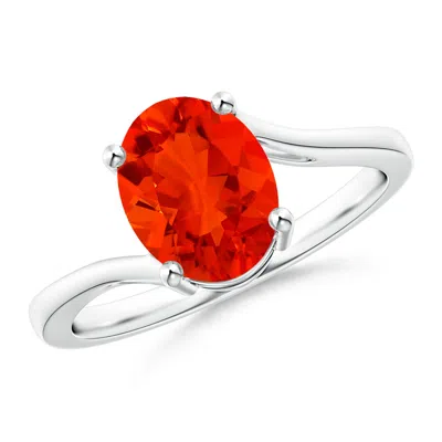Angara Prong Set Oval Fire Opal Solitaire Bypass Ring In Red