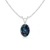 Angara Prong-set Oval Lab-grown Alexandrite V-bale Solitaire Pendant In White Gold/bluish Green Changing To Brownish Or Pinkish Purple