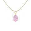 Angara Prong-set Oval Rose Quartz V-bale Solitaire Pendant In Yellow Gold/medium-dark Pink