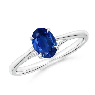 Angara Prong-set Oval Sapphire Cathedral Solitaire Ring In Metallic