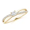 Angara Prong Set Princess-cut Diamond Split Shank Promise Ring In Yellow Gold/g