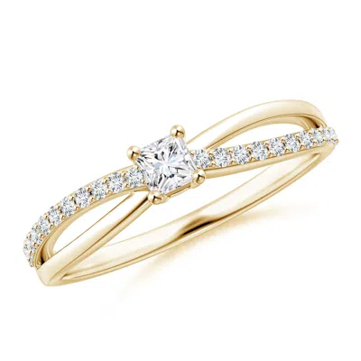 Angara Prong Set Princess-cut Diamond Split Shank Promise Ring In Gold