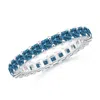 Angara Prong Set Princess Enhanced Blue Diamond Eternity Wedding Ring In White Gold/teal Blue