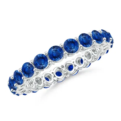 Angara Prong-set Round Blue Sapphire Eternity Wedding Band