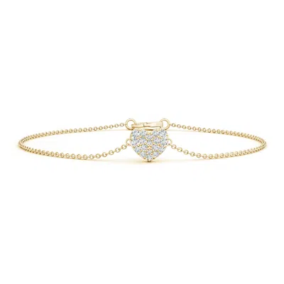 Angara Prong-set Round Diamond Heart Chain Bracelet In Gold