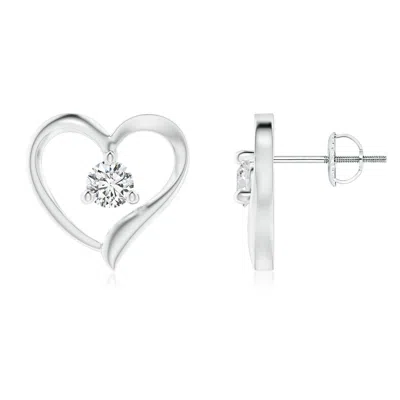 Angara Prong-set Round Diamond Open Heart Stud Earrings In Metallic
