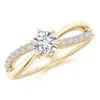 Angara Prong Set Round Diamond Split Shank Promise Ring In Yellow Gold/h