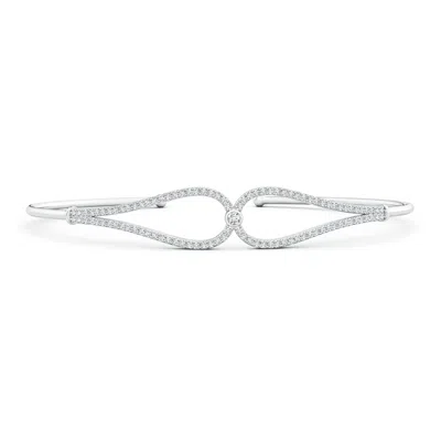 Angara Prong-set Round Diamond Teardrop Flex Tube Bangle In Metallic