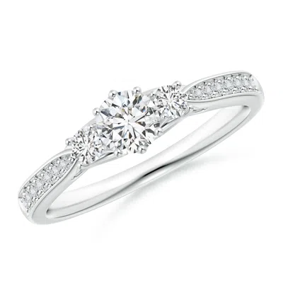 Angara Prong-set Round Diamond Three Stone Ring In Metallic