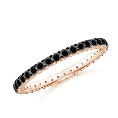 Angara Prong Set Round Enhanced Black Diamond Eternity Wedding Ring