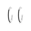 Angara Prong-set Round Enhanced Black Diamond Twisted Wire Hoop Earrings In White Gold/black