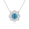 Angara Prong-set Round Lab-grown Fancy Intense Blue Diamond Halo Pendant In White Gold/fancy Intense