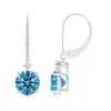 Angara Prong-set Round Fancy Intense Blue Diamond Leverback Dangle Earrings