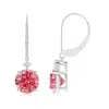 Angara Prong-set Round Fancy Intense Pink Diamond Leverback Dangle Earrings