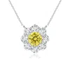 Angara Prong-set Round Lab-grown Fancy Intense Yellow Diamond Halo Pendant In White Gold/fancy Intense