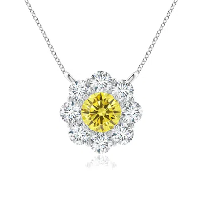ANGARA PRONG-SET ROUND FANCY INTENSE YELLOW DIAMOND HALO PENDANT