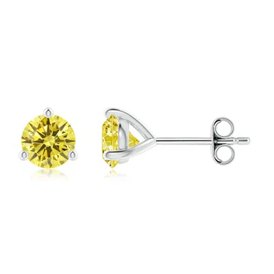 Angara Prong-set Round Fancy Intense Yellow Diamond Martini Stud Earrings In Metallic
