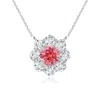 Angara Prong-set Round Lab-grown Fancy Intense Pink Diamond Halo Pendant In White Gold/fancy Intense