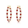 Angara Prong-set Ruby And Diamond Inside Out Hoop Earrings In Yellow Gold/medium Red
