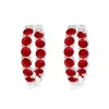 Angara Prong-set Ruby Inside Out Hoop Earrings In White Gold/medium Red