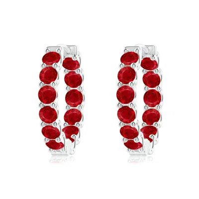 Angara Prong-set Ruby Inside Out Hoop Earrings In Red