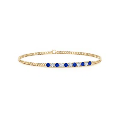 Angara Prong-set Sapphire And Diamond Bar Bracelet In Gold