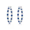 Angara Prong-set Sapphire And Diamond Inside Out Hoop Earrings In White Gold/medium To Rich Blue