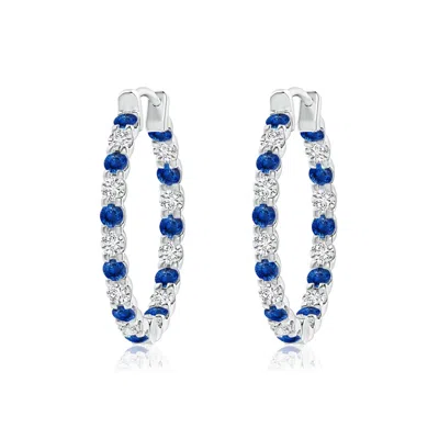 Angara Prong-set Sapphire And Diamond Inside Out Hoop Earrings In Metallic