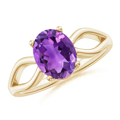 Angara Prong-set Solitaire Amethyst Split Shank Ring In Gold