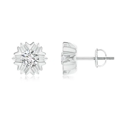 Angara Prong-set Solitaire Diamond Snowflake Stud Earrings