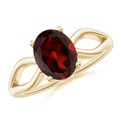 Angara Prong-set Solitaire Garnet Split Shank Ring In Gold