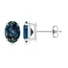 Angara Prong-set Solitaire Oval Lab-grown Alexandrite Stud Earrings In White Gold/bluish Green Changing To Brownish Or Pinkish Purple
