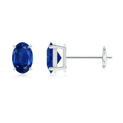 Angara Prong-set Solitaire Oval Sapphire Stud Earrings In Metallic