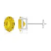Angara Prong-set Solitaire Oval Yellow Sapphire Stud Earrings In White Gold/deep Yellow