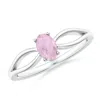 Angara Prong-set Solitaire Rose Quartz Split Shank Ring In Platinum/medium Pink