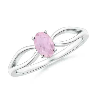 Angara Prong-set Solitaire Rose Quartz Split Shank Ring In Metallic