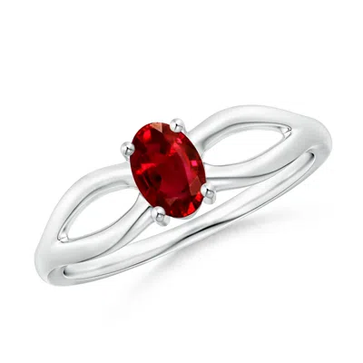 Angara Prong-set Solitaire Ruby Split Shank Ring In Metallic
