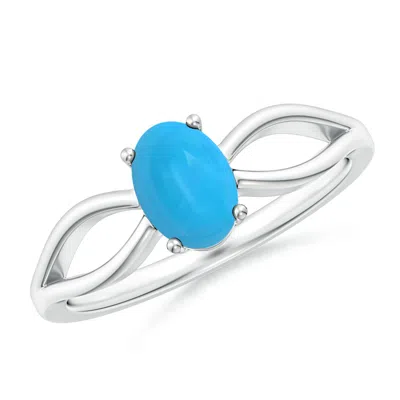 Angara Prong-set Solitaire Turquoise Split Shank Ring In Metallic